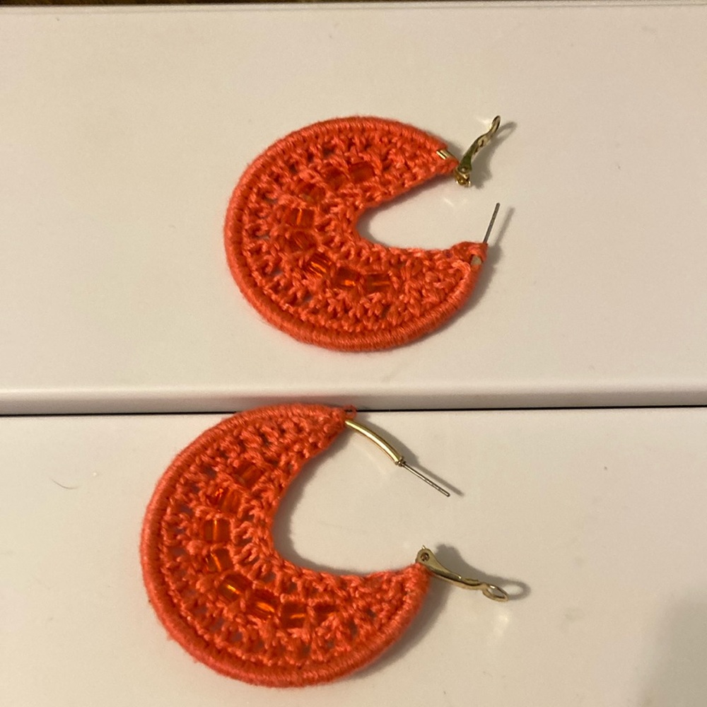 Handmade Crochet Orange Earrings